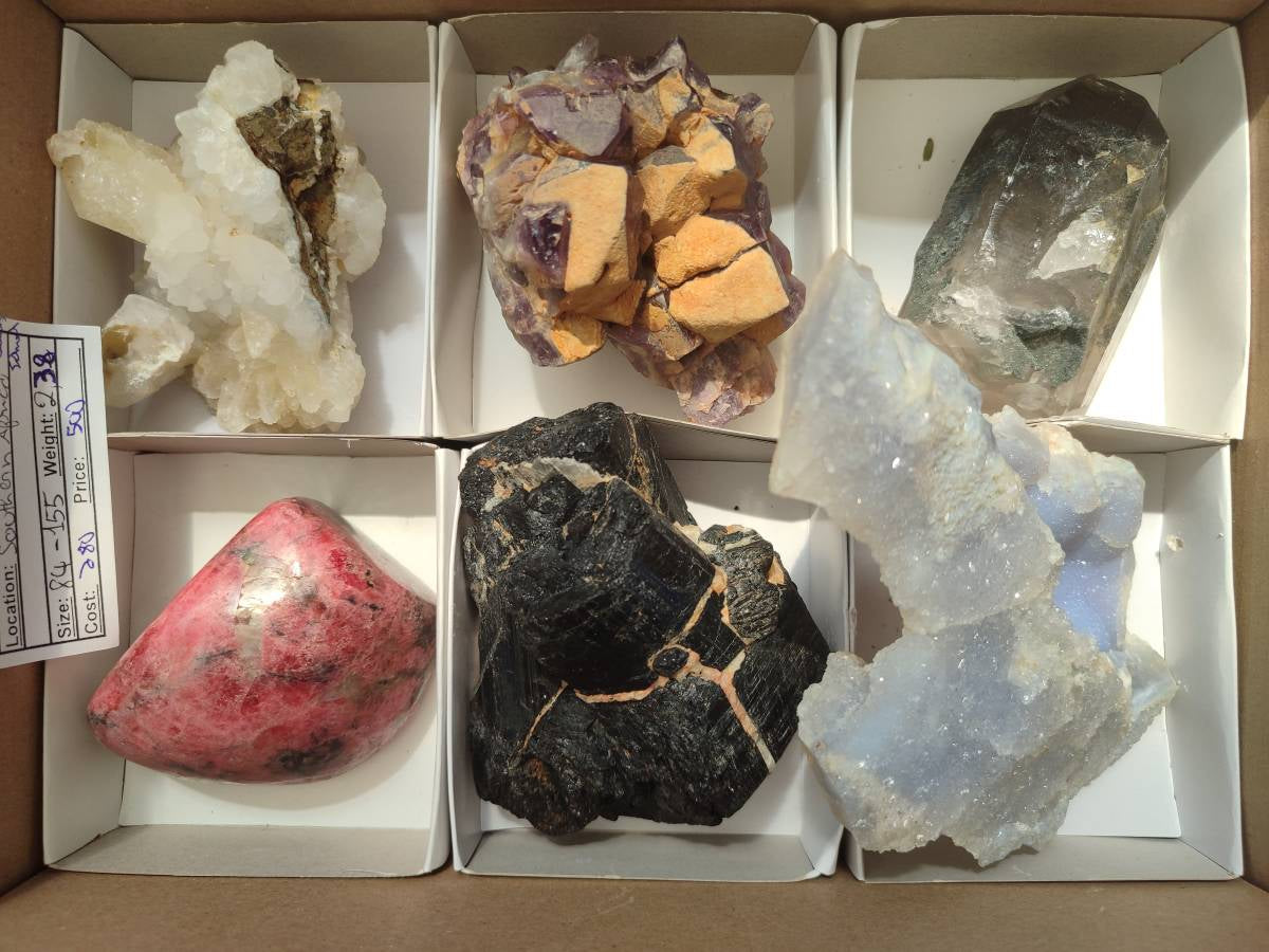Natural Mixed Mineral And Crystal Specimens x 6 From Southern Africa