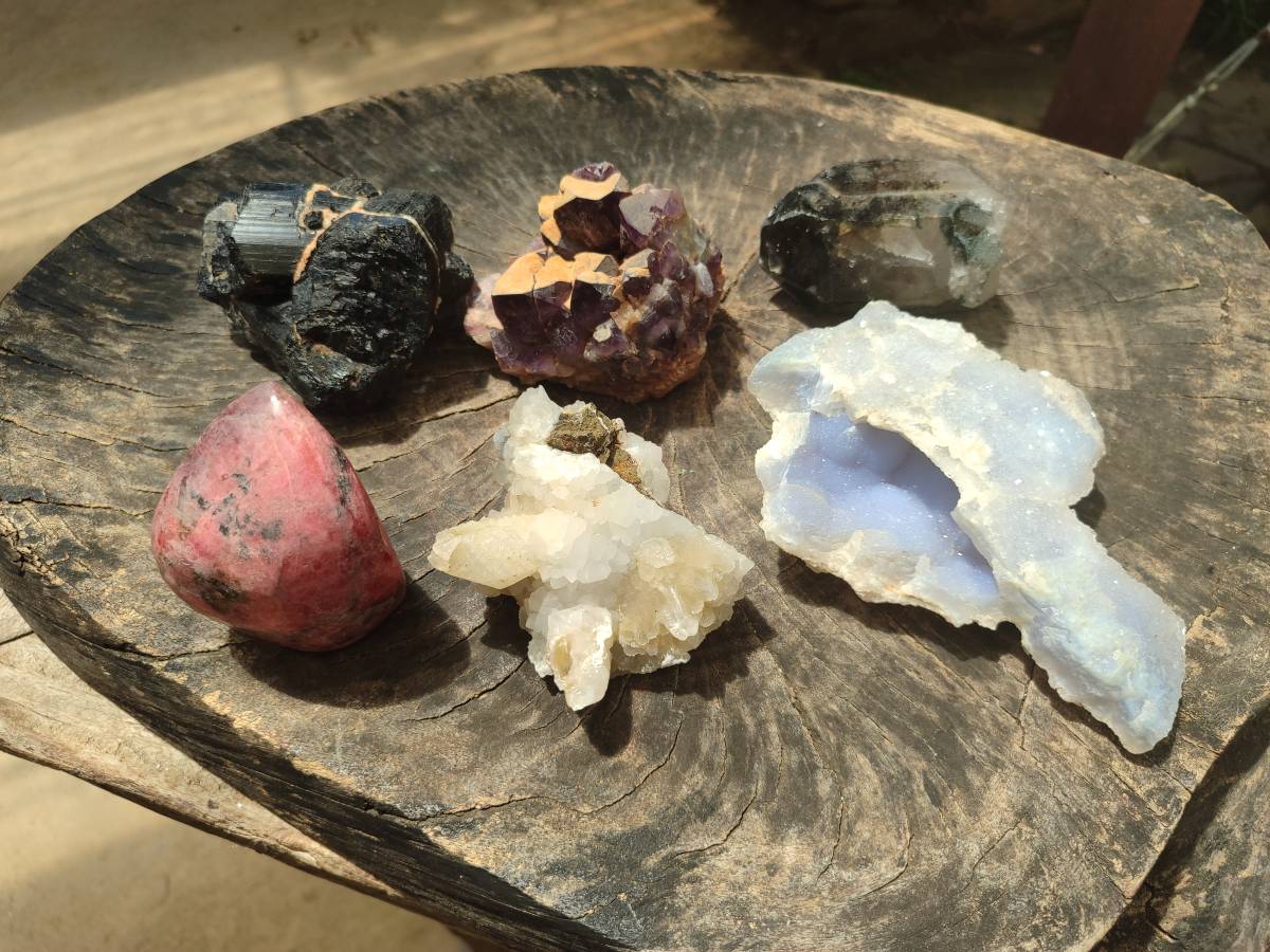 Natural Mixed Mineral And Crystal Specimens x 6 From Southern Africa