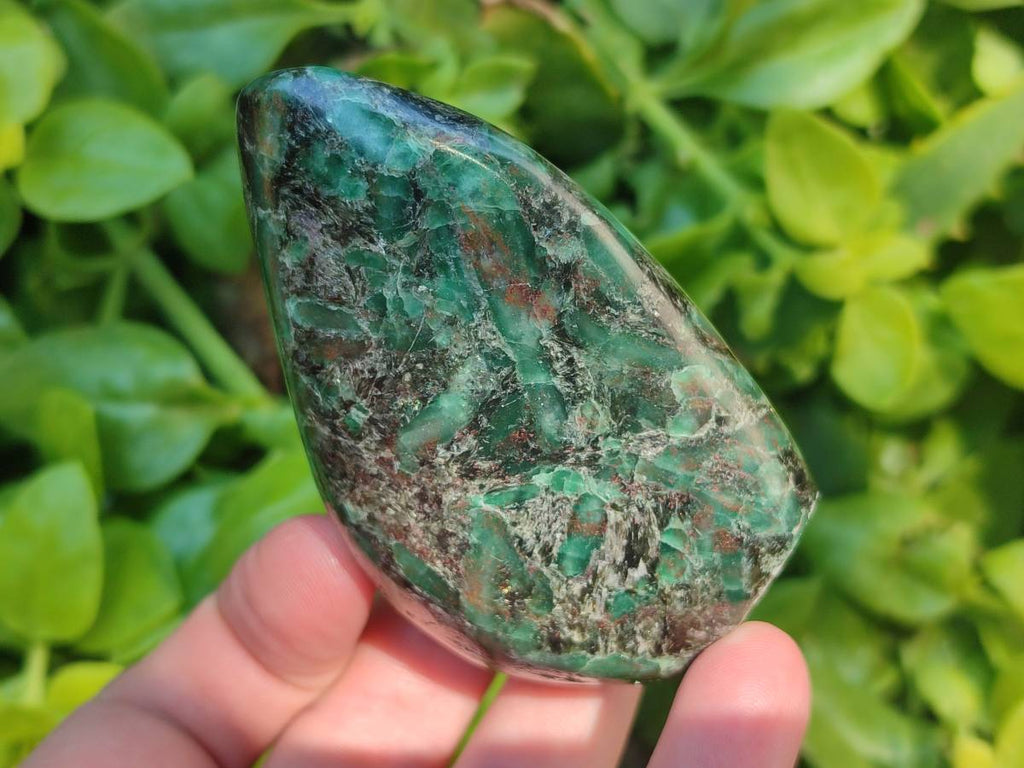 Polished Emerald Mica 'Mutokolite' Standing Free Forms x 5 From Mutoko, Zimbabwe