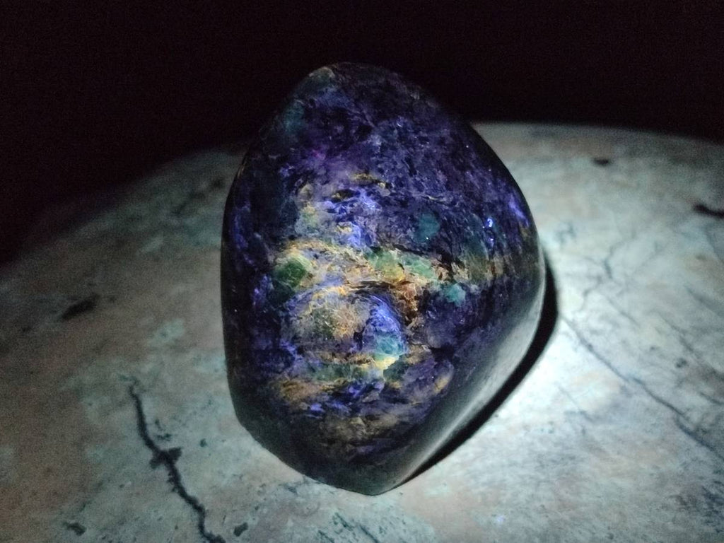 Polished Emerald Mica 'Mutokolite' Standing Free Forms x 5 From Mutoko, Zimbabwe