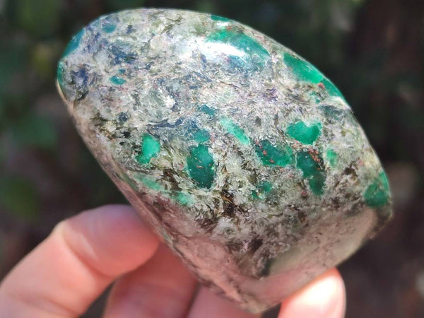 Polished Emerald Mica 'Mutokolite' Standing Free Forms x 5 From Mutoko, Zimbabwe