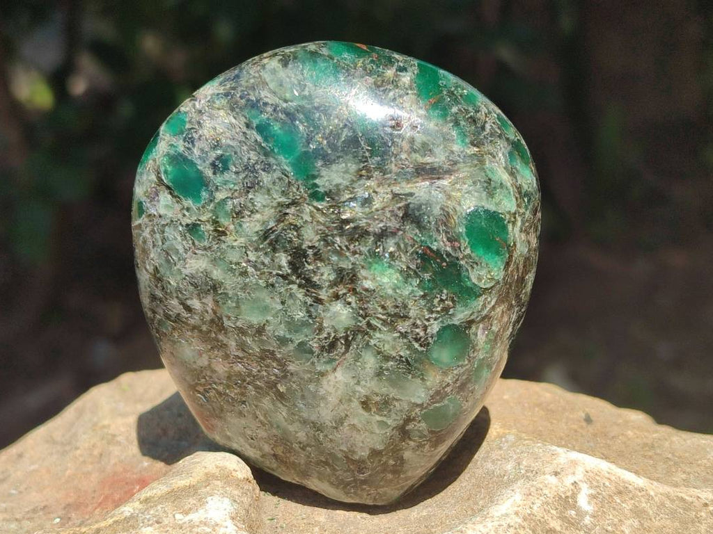 Polished Emerald Mica 'Mutokolite' Standing Free Forms x 5 From Mutoko, Zimbabwe