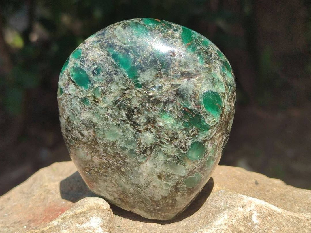 Polished Emerald Mica 'Mutokolite' Standing Free Forms x 5 From Mutoko, Zimbabwe