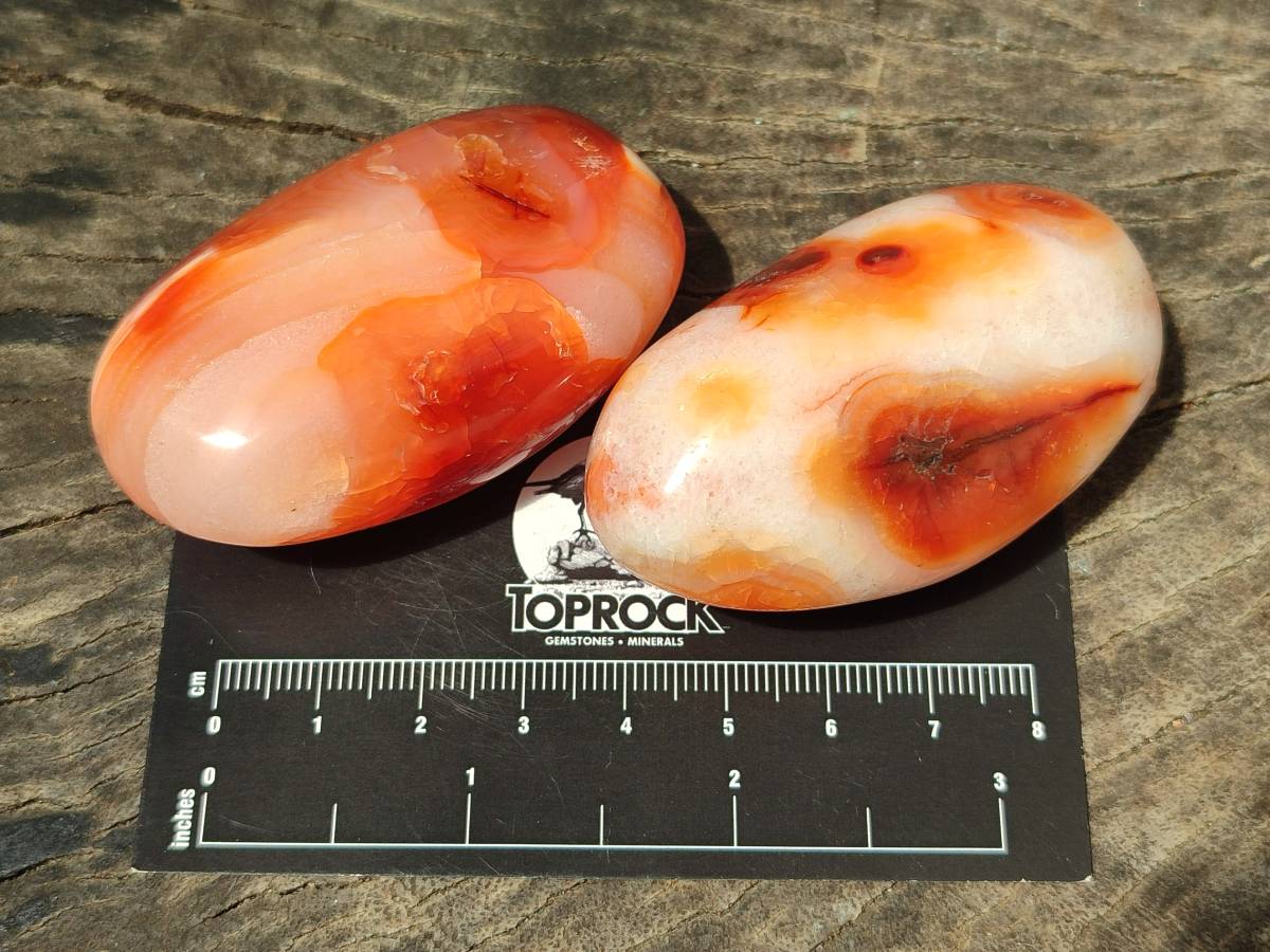 Polished Carnelian Agate Gemstone Galets x 20 From Madagascar
