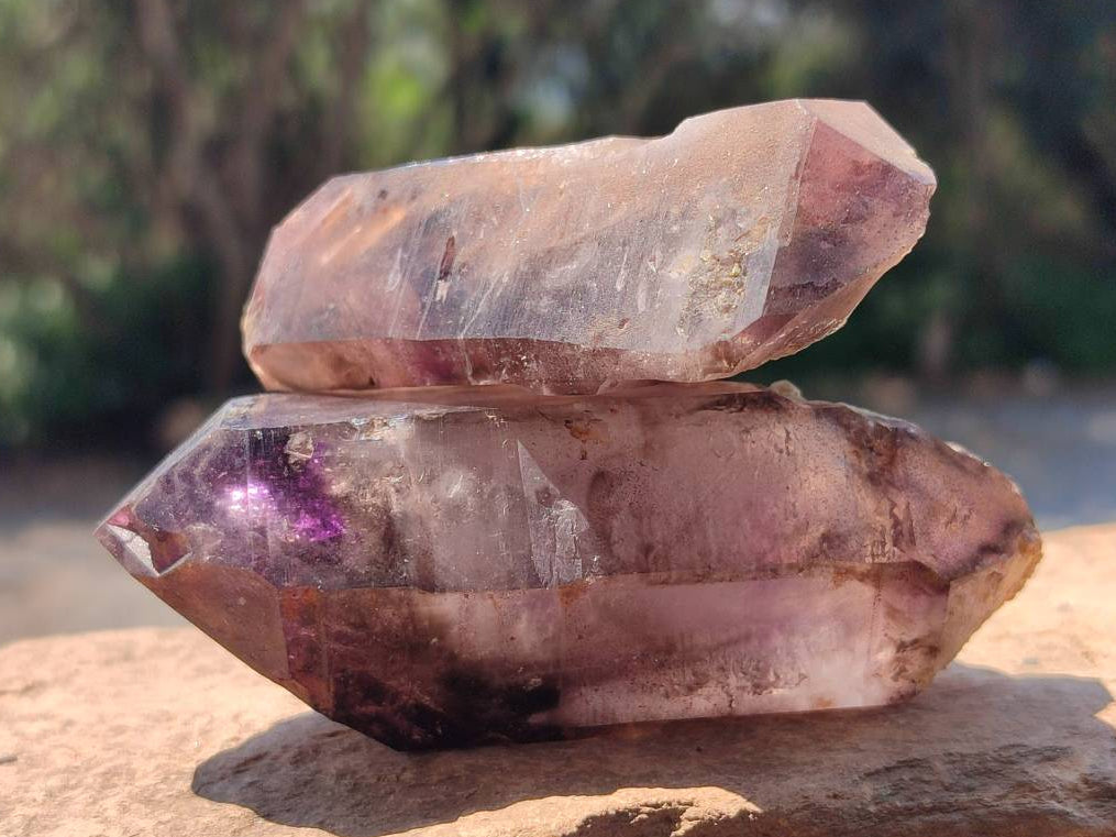 Natural Amethyst Window Quartz Crystals x 5 From Brandberg, Namibia