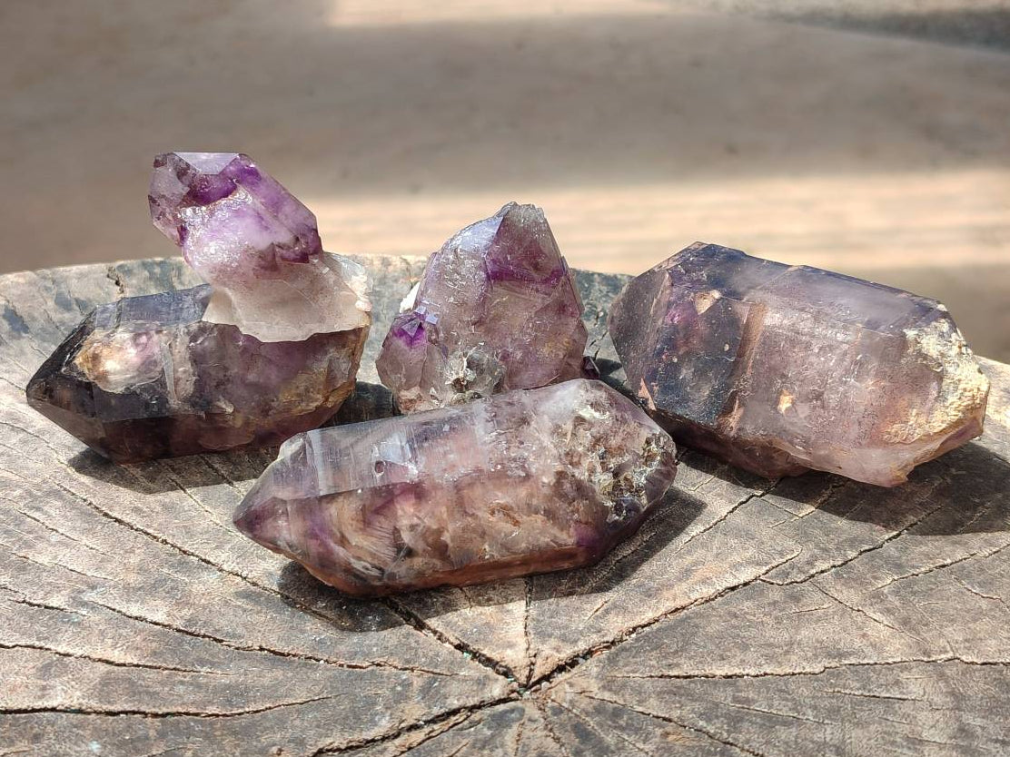 Natural Amethyst Window Quartz Crystals x 5 From Brandberg, Namibia