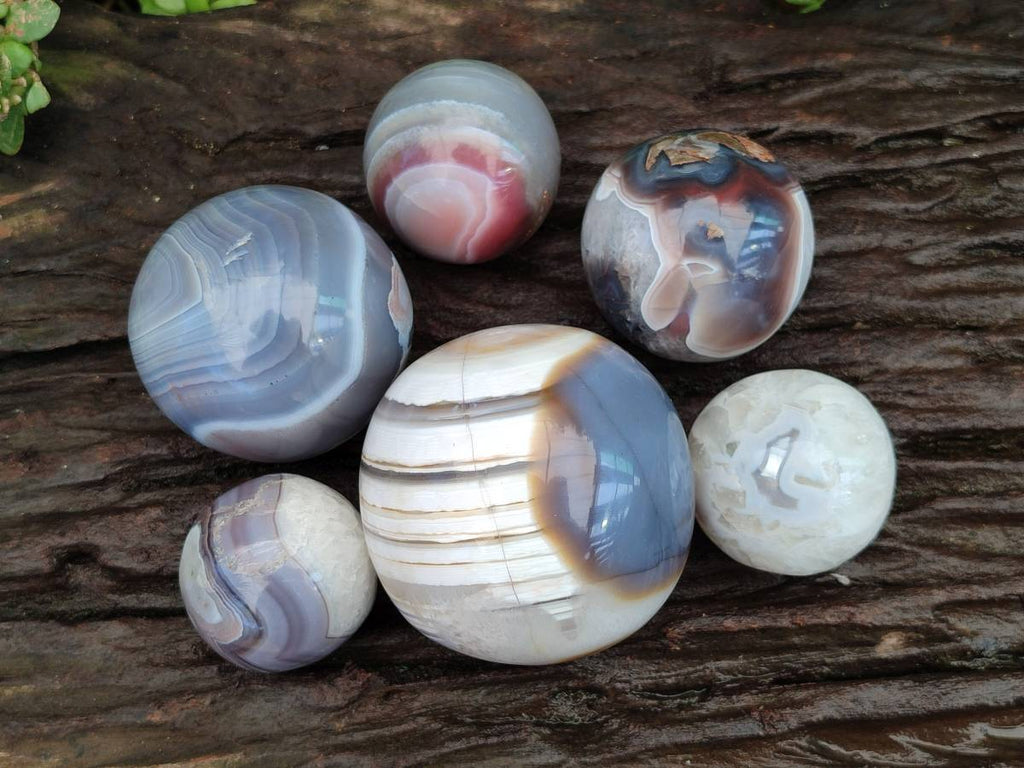 Polished Shashe River Agate Spheres x 6 From Zimbabwe
