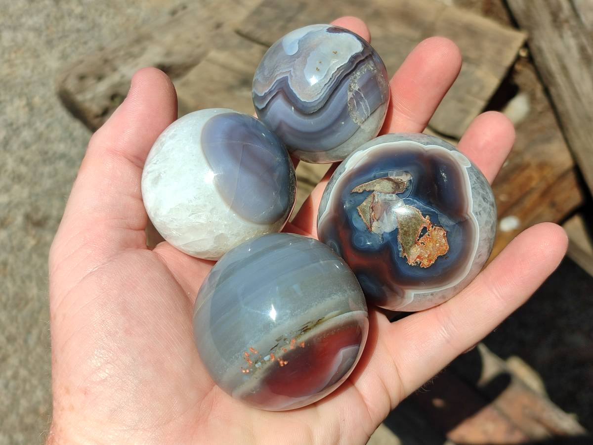 Polished Shashe River Agate Spheres x 6 From Zimbabwe
