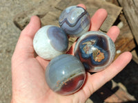 Polished Sashe River Agate Spheres x 6 From Zimbabwe