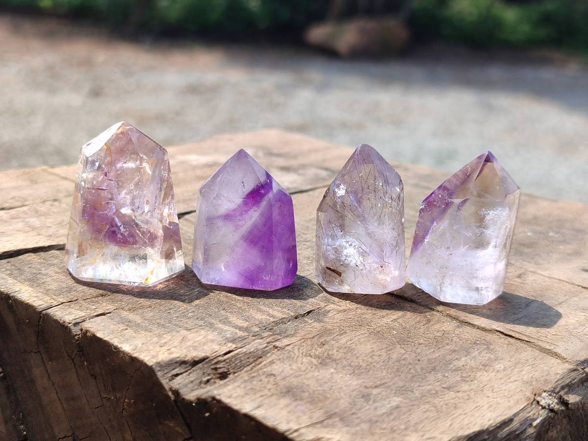 Polished Window Amethyst Crystals x 20 From Akansobe, Madagascar