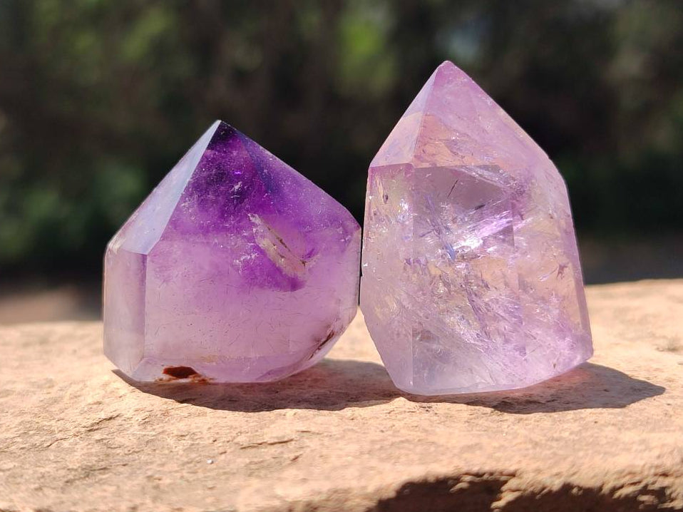Polished Window Amethyst Crystals x 20 From Akansobe, Madagascar