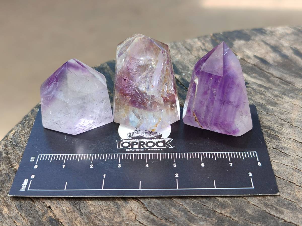 Polished Window Amethyst Crystals x 20 From Akansobe, Madagascar