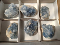 Natural Blue Celestite Specimens x 6 From Sakoany, Madagascar