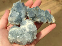 Natural Blue Celestite Specimens x 6 From Sakoany, Madagascar