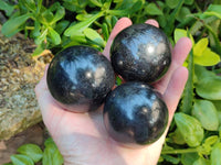 Polished Black Tourmaline Spheres x 4 From Madagascar