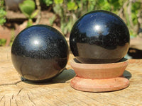 Polished Black Tourmaline Spheres x 4 From Madagascar