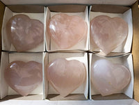 Polished Rose Quartz Hearts x 6 From Madagascar