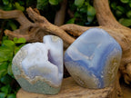 Polished Blue Lace Agate Standing Free Forms x 4 From Nsanje, Malawi