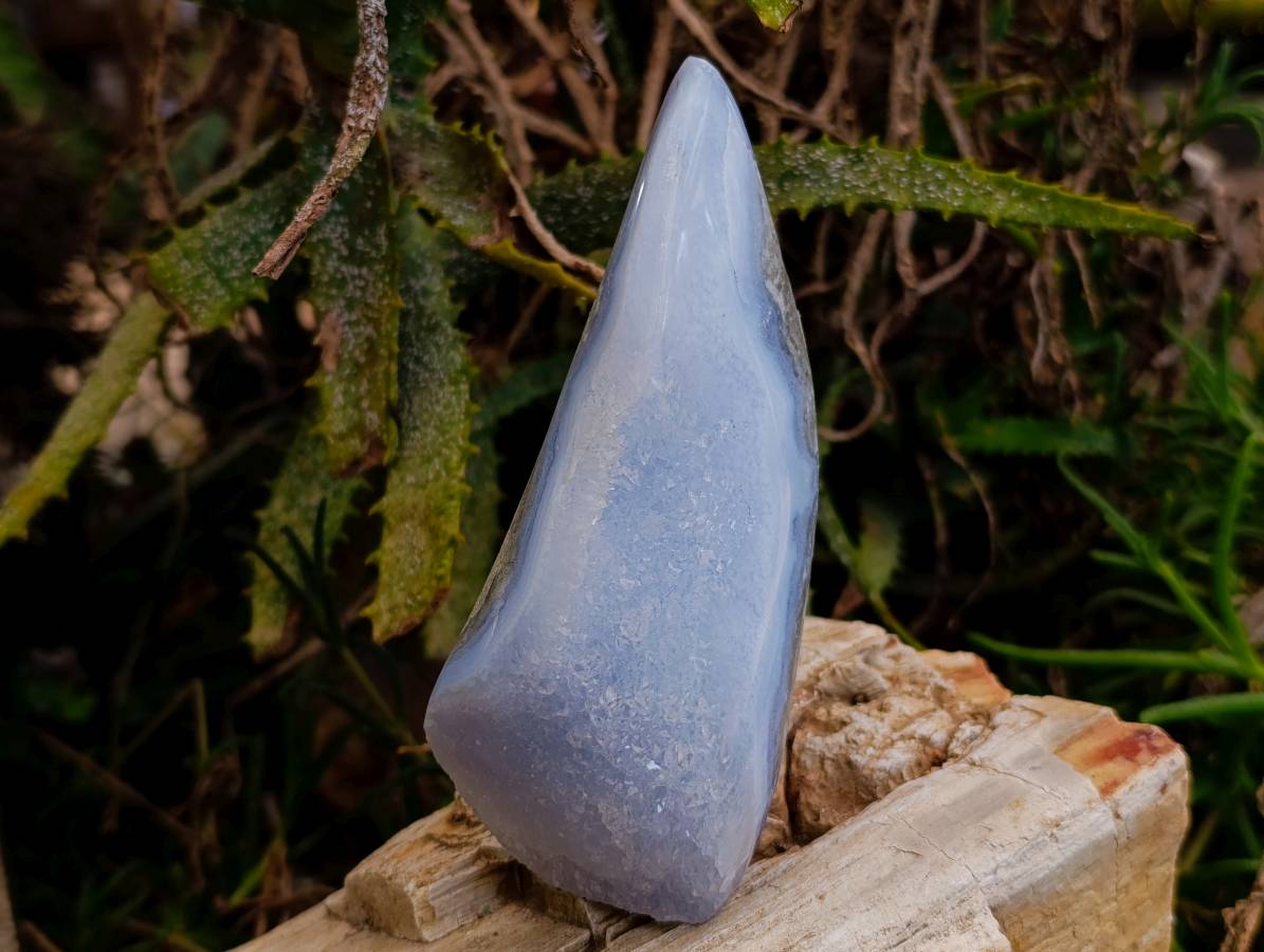 Polished Blue Lace Agate Standing Free Forms x 4 From Nsanje, Malawi