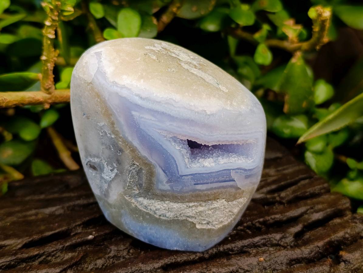 Polished Blue Lace Agate Standing Free Forms x 4 From Nsanje, Malawi