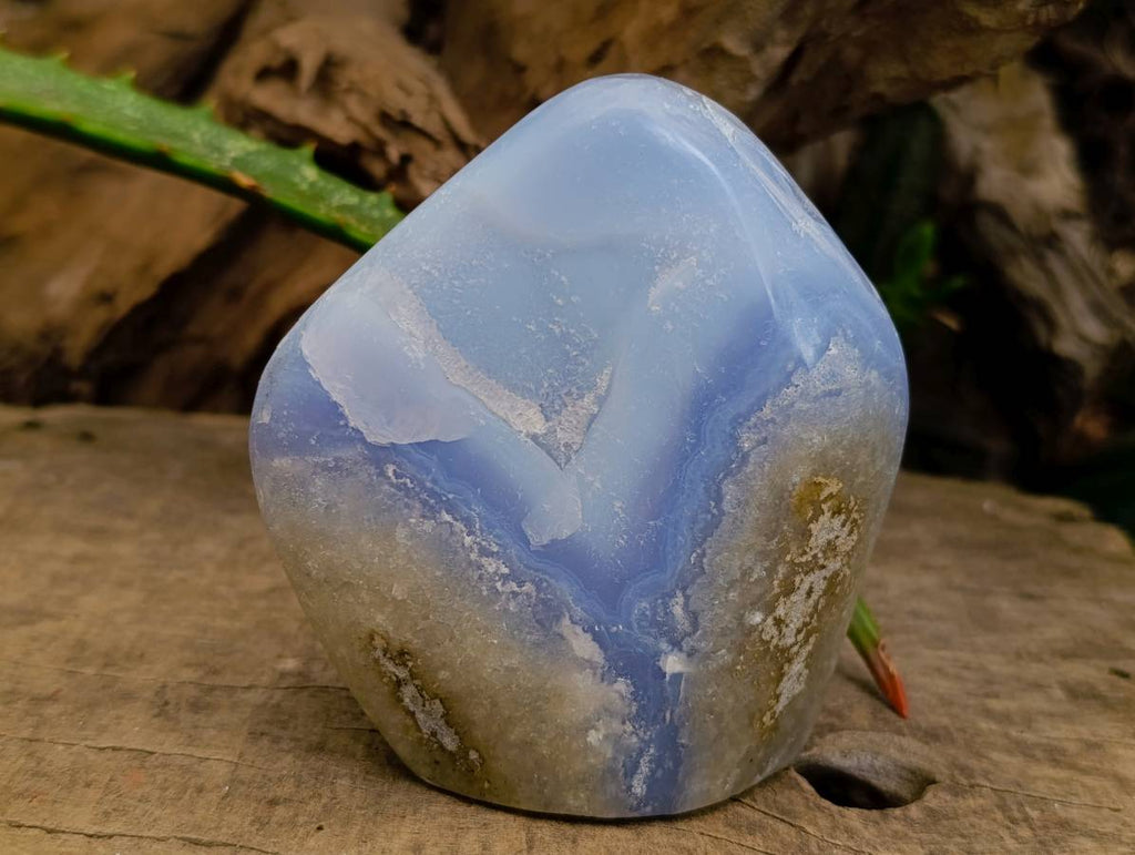 Polished Blue Lace Agate Standing Free Forms x 4 From Nsanje, Malawi