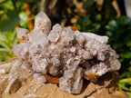 Natural Hematoid and Clear Candle Quartz Clusters x 2 From Antsirabe, Madagascar