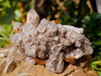 Natural Hematoid and Clear Candle Quartz Clusters x 2 From Antsirabe, Madagascar