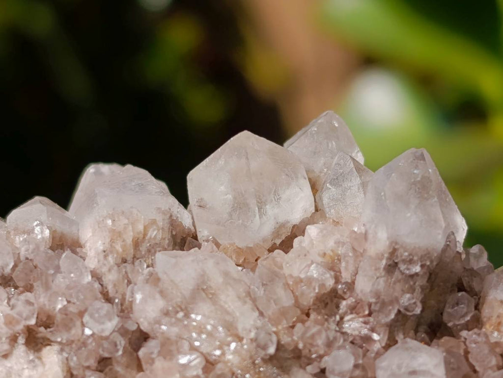 Natural Hematoid and Clear Candle Quartz Clusters x 2 From Antsirabe, Madagascar