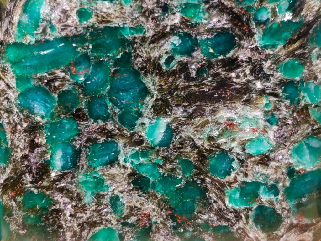 Polished Emerald Mica 'Mutokolite' Standing Free Forms x 3 From Mutoko, Zimbabwe