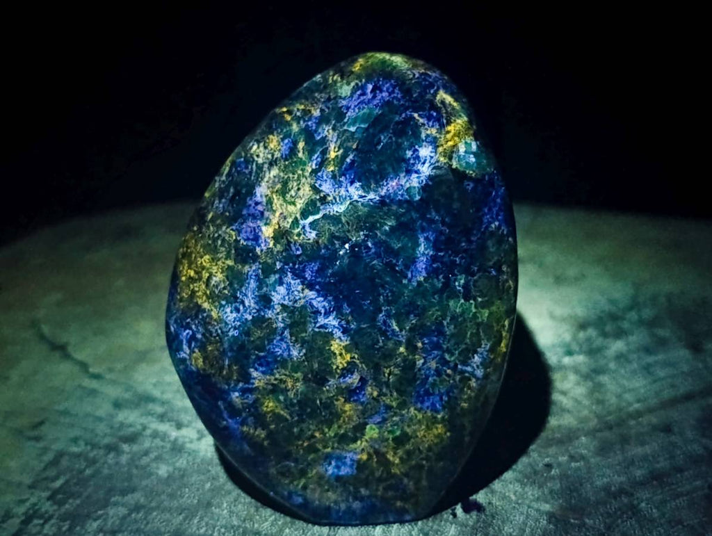 Polished Emerald Mica 'Mutokolite' Standing Free Forms x 3 From Mutoko, Zimbabwe