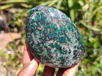 Polished Emerald Mica 'Mutokolite' Standing Free Forms x 3 From Mutoko, Zimbabwe