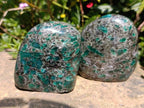 Polished Emerald Mica 'Mutokolite' Standing Free Forms x 3 From Mutoko, Zimbabwe