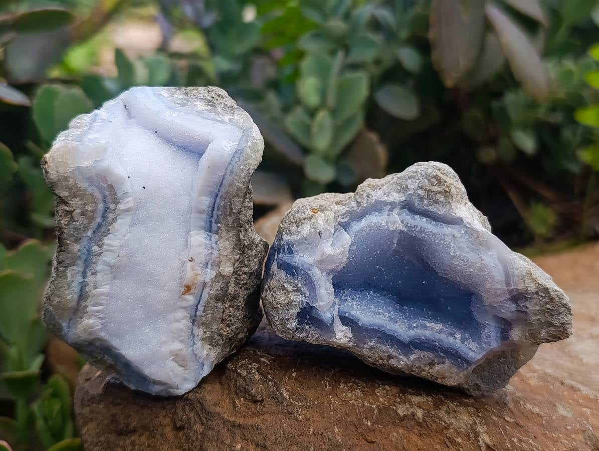 Natural Blue Lace Agate Geode Specimens x 12 From Nsanje, Malawi