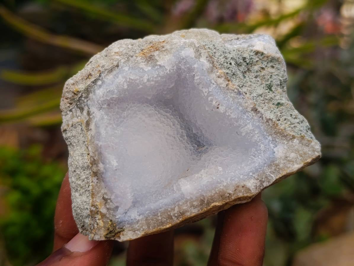 Natural Blue Lace Agate Geode Specimens x 12 From Nsanje, Malawi