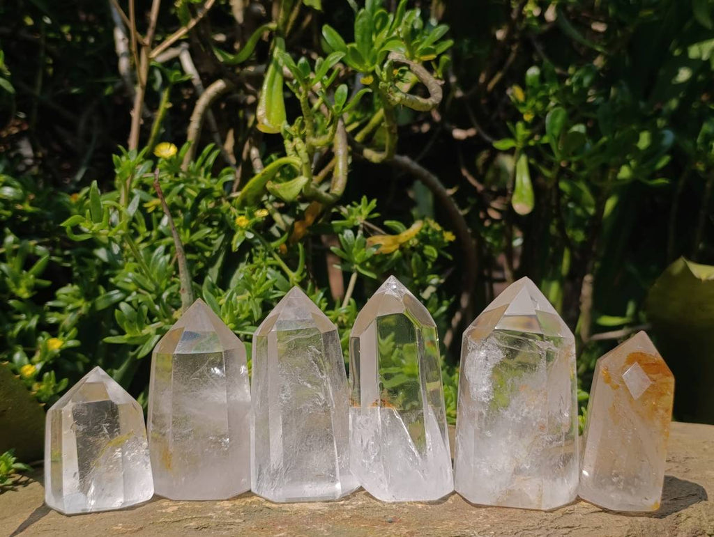 Polished Clear Quartz Crystals x 6 From Madagascar - Toprock Gemstones and Minerals 