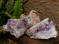 Natural Jacaranda Amethyst Quartz Crystal Clusters x 4 From Mumbwa, Zambia