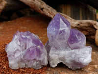 Natural Jacaranda Amethyst Quartz Crystal Clusters x 4 From Mumbwa, Zambia