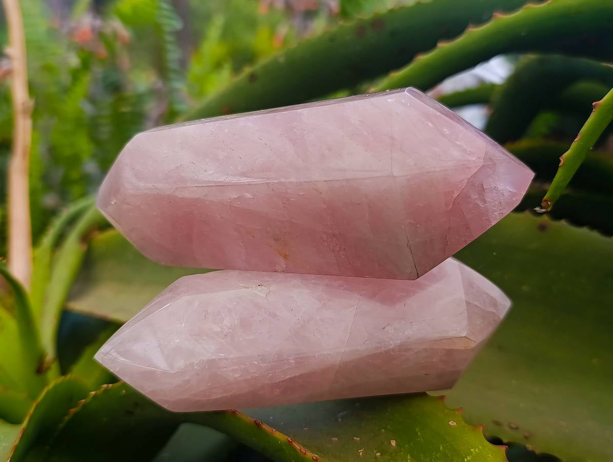 Polished Double Terminated Rose Quartz Crystals x 4 From Madagascar