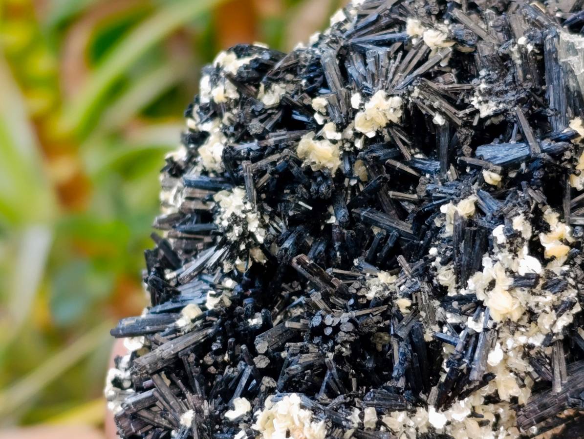 Natural Schorl Black Tourmaline with Hyalite Opal and Feldspar x 2 From Erongo, Namibia