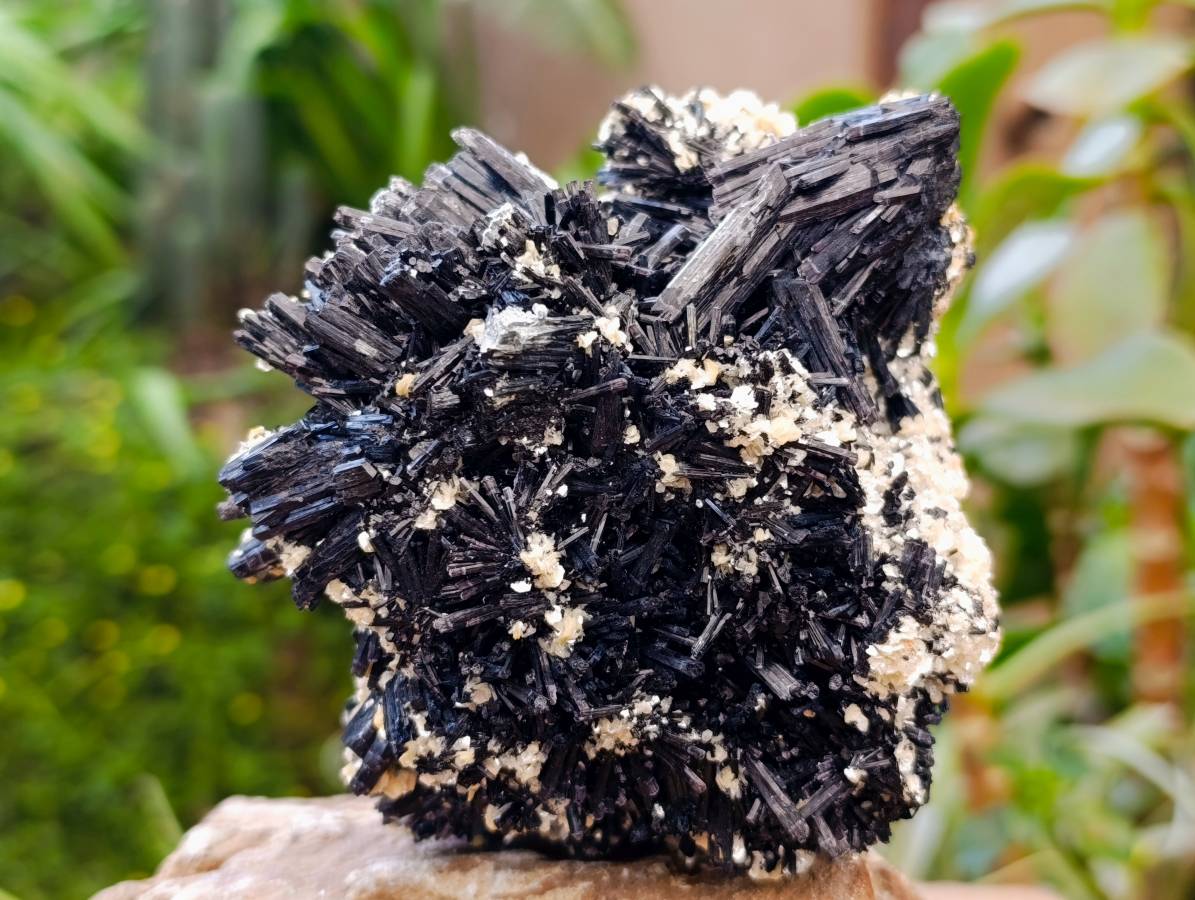 Natural Schorl Black Tourmaline with Hyalite Opal and Feldspar x 2 From Erongo, Namibia