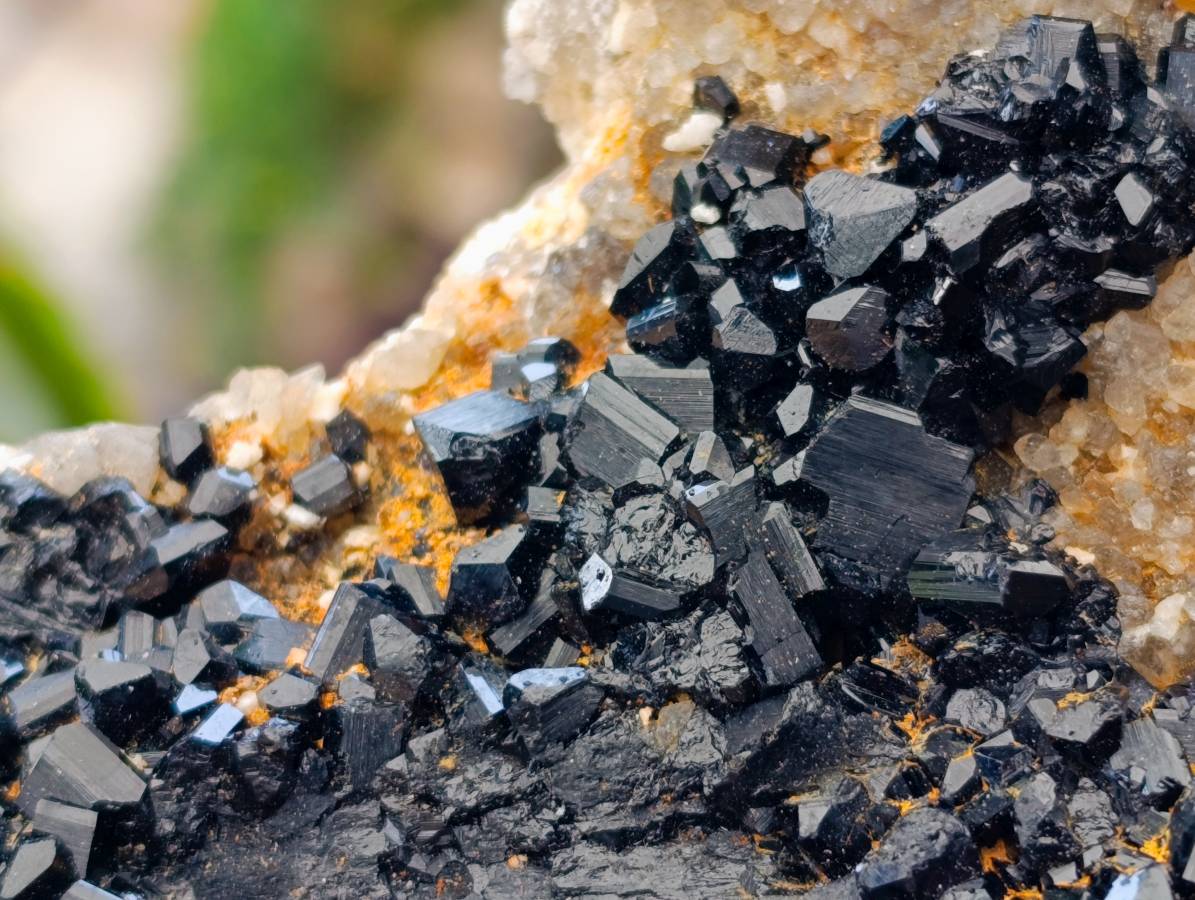 Natural Schorl Black Tourmaline with Hyalite Opal and Feldspar x 2 From Erongo, Namibia