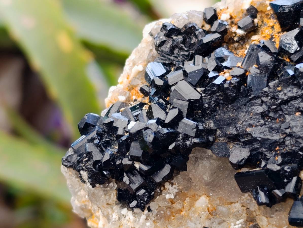 Natural Schorl Black Tourmaline with Hyalite Opal and Feldspar x 2 From Erongo, Namibia