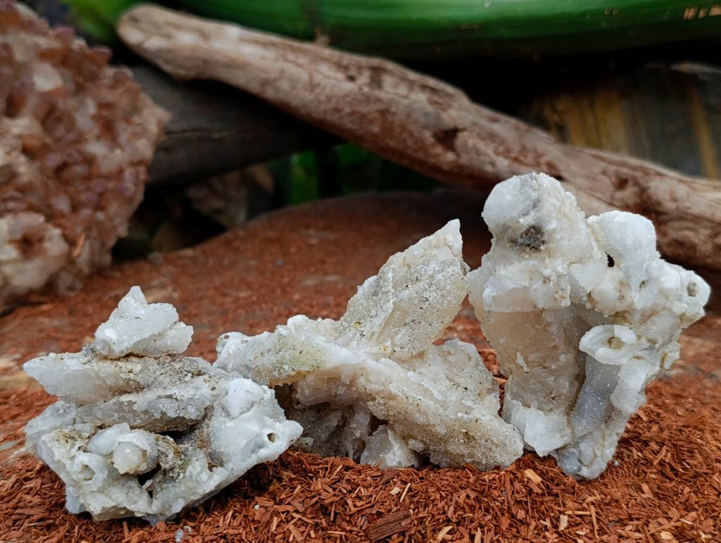 Natural Drusy Quartz Coated Calcite Pseudomorph Specimens x 5 From Alberts Mountain, Lesotho