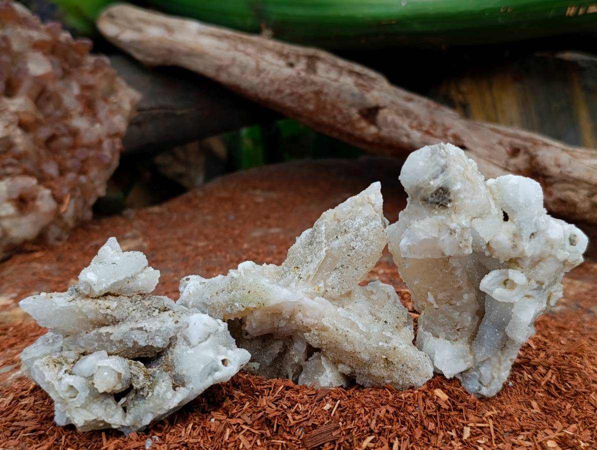 Natural Drusy Quartz Coated Calcite Pseudomorph Specimens x 5 From Alberts Mountain, Lesotho