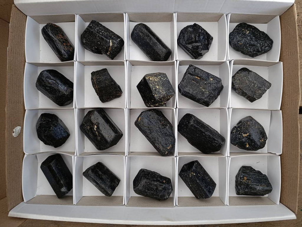 Natural Black Tourmaline Specimens x 20 From Zimbabwe
