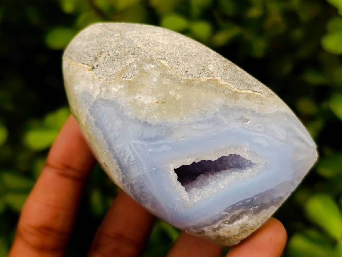 Polished Blue Lace Agate Standing Free Forms x 6 From Nsanje, Malawi