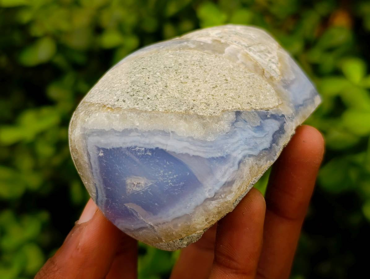 Polished Blue Lace Agate Standing Free Forms x 6 From Nsanje, Malawi