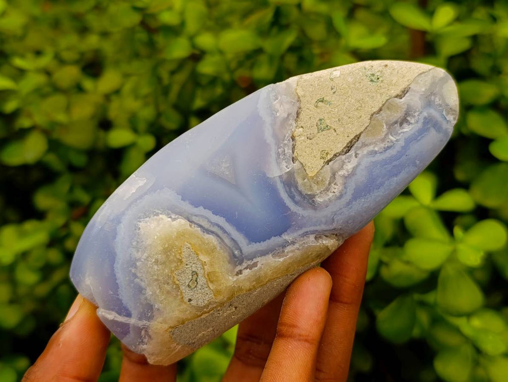 Polished Blue Lace Agate Standing Free Forms x 6 From Nsanje, Malawi