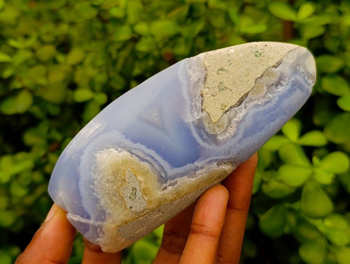 Polished Blue Lace Agate Standing Free Forms x 6 From Nsanje, Malawi