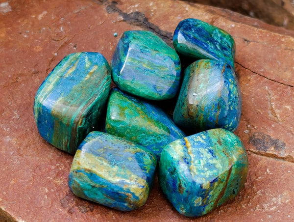 Polished Azurite And Banded Malachite Free Forms x 70  From Congo